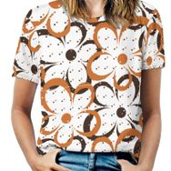 AILLOSA YH-572 Tamamı Baskılı Kısa Kollu Yuvarlak Yaka Kadın T-shirt