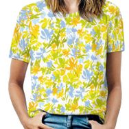 AILLOSA YH-574 Tamamı Baskılı Kısa Kollu Yuvarlak Yaka Kadın T-shirt