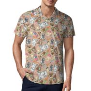 AILLOSA YH-575 3D Baskılı Desen Kısa Kollu Polo Yaka Erkek T-shirt