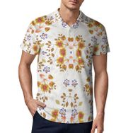 AILLOSA YH-576 3D Baskılı Desen Kısa Kollu Polo Yaka Erkek T-shirt