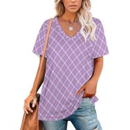 AILLOSA YH-579 Tamamı Baskılı V Yaka Kısa Kollu Kadın T-Shirt