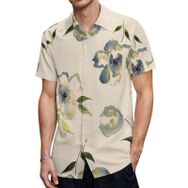 AILLOSA YH-58 Hawaii Çiçek Baskılı 3D Desen Kısa Kollu Erkek Gömlek