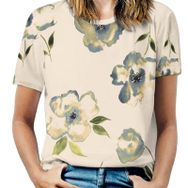 AILLOSA YH-58 Tamamı Baskılı Kısa Kollu Yuvarlak Yaka Kadın T-shirt