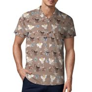 AILLOSA YH-581 3D Baskılı Desen Kısa Kollu Polo Yaka Erkek T-shirt