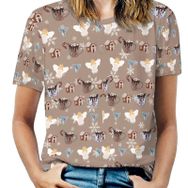 AILLOSA YH-581 Tamamı Baskılı Kısa Kollu Yuvarlak Yaka Kadın T-shirt