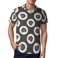 AILLOSA YH-582 3D Baskılı Desen Kısa Kollu Polo Yaka Erkek T-shirt