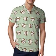 AILLOSA YH-583 3D Baskılı Desen Kısa Kollu Polo Yaka Erkek T-shirt