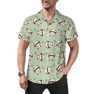 AILLOSA YH-583 Hawaii Çiçek Baskılı 3D Desen Kısa Kollu Erkek Gömlek