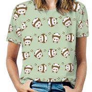 AILLOSA YH-583 Tamamı Baskılı Kısa Kollu Yuvarlak Yaka Kadın T-shirt