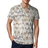 AILLOSA YH-584 3D Baskılı Desen Kısa Kollu Polo Yaka Erkek T-shirt