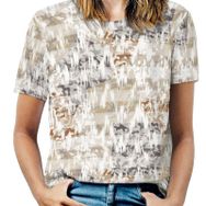 AILLOSA YH-584 Tamamı Baskılı Kısa Kollu Yuvarlak Yaka Kadın T-shirt