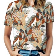 AILLOSA YH-585 Tamamı Baskılı Kısa Kollu Yuvarlak Yaka Kadın T-shirt