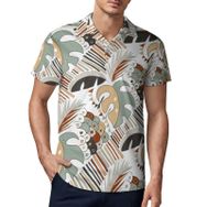 AILLOSA YH-587 3D Baskılı Desen Kısa Kollu Polo Yaka Erkek T-shirt