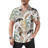 AILLOSA YH-587 Hawaii Çiçek Baskılı 3D Desen Kısa Kollu Erkek Gömlek