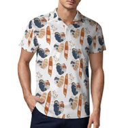 AILLOSA YH-588 3D Baskılı Desen Kısa Kollu Polo Yaka Erkek T-shirt
