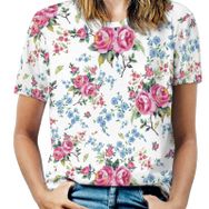 AILLOSA YH-59 Tamamı Baskılı Kısa Kollu Yuvarlak Yaka Kadın T-shirt