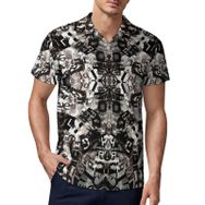 AILLOSA YH-591 3D Baskılı Desen Kısa Kollu Polo Yaka Erkek T-shirt