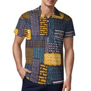 AILLOSA YH-592 3D Baskılı Desen Kısa Kollu Polo Yaka Erkek T-shirt