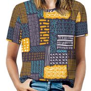 AILLOSA YH-592 Tamamı Baskılı Kısa Kollu Yuvarlak Yaka Kadın T-shirt