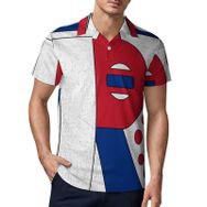 AILLOSA YH-593 3D Baskılı Desen Kısa Kollu Polo Yaka Erkek T-shirt