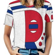 AILLOSA YH-593 Tamamı Baskılı Kısa Kollu Yuvarlak Yaka Kadın T-shirt