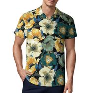 AILLOSA YH-595 3D Baskılı Desen Kısa Kollu Polo Yaka Erkek T-shirt