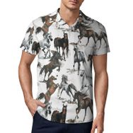 AILLOSA YH-596 3D Baskılı Desen Kısa Kollu Polo Yaka Erkek T-shirt