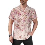AILLOSA YH-60 Hawaii Çiçek Baskılı 3D Desen Kısa Kollu Erkek Gömlek