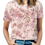 AILLOSA YH-60 Tamamı Baskılı Kısa Kollu Yuvarlak Yaka Kadın T-shirt