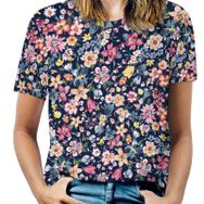 AILLOSA YH-600 Tamamı Baskılı Kısa Kollu Yuvarlak Yaka Kadın T-shirt
