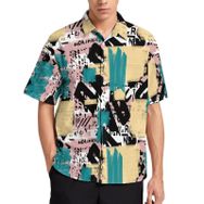 AILLOSA YH-601 Aloha Hawaii 3D Desen Kısa Kollu Erkek Gömlek