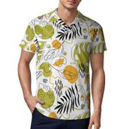 AILLOSA YH-602 3D Baskılı Desen Kısa Kollu Polo Yaka Erkek T-shirt
