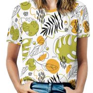 AILLOSA YH-602 Tamamı Baskılı Kısa Kollu Yuvarlak Yaka Kadın T-shirt