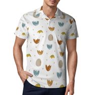 AILLOSA YH-603 3D Baskılı Desen Kısa Kollu Polo Yaka Erkek T-shirt