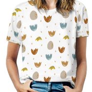 AILLOSA YH-603 Tamamı Baskılı Kısa Kollu Yuvarlak Yaka Kadın T-shirt