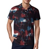 AILLOSA YH-604 3D Baskılı Desen Kısa Kollu Polo Yaka Erkek T-shirt