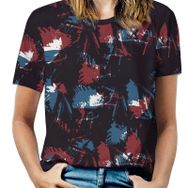 AILLOSA YH-604 Tamamı Baskılı Kısa Kollu Yuvarlak Yaka Kadın T-shirt