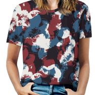 AILLOSA YH-605 Tamamı Baskılı Kısa Kollu Yuvarlak Yaka Kadın T-shirt