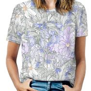 AILLOSA YH-607 Tamamı Baskılı Kısa Kollu Yuvarlak Yaka Kadın T-shirt