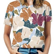 AILLOSA YH-608 Tamamı Baskılı Kısa Kollu Yuvarlak Yaka Kadın T-shirt