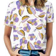 AILLOSA YH-609 Tamamı Baskılı Kısa Kollu Yuvarlak Yaka Kadın T-shirt
