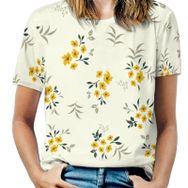 AILLOSA YH-61 Tamamı Baskılı Kısa Kollu Yuvarlak Yaka Kadın T-shirt