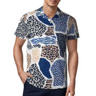 AILLOSA YH-610 3D Baskılı Desen Kısa Kollu Polo Yaka Erkek T-shirt