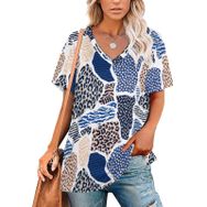 AILLOSA YH-610 Tamamı Baskılı Kısa Kollu V Yakalı Kadın T-shirt