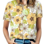 AILLOSA YH-611 Tamamı Baskılı Kısa Kollu Yuvarlak Yaka Kadın T-shirt