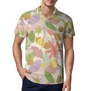 AILLOSA YH-612 3D Baskılı Desen Kısa Kollu Polo Yaka Erkek T-shirt