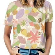 AILLOSA YH-612 Tamamı Baskılı Kısa Kollu Yuvarlak Yaka Kadın T-shirt
