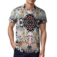 AILLOSA YH-613 3D Baskılı Desen Kısa Kollu Polo Yaka Erkek T-shirt