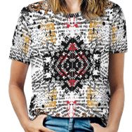 AILLOSA YH-613 Tamamı Baskılı Kısa Kollu Yuvarlak Yaka Kadın T-shirt