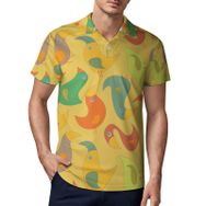 AILLOSA YH-614 3D Baskılı Desen Kısa Kollu Polo Yaka Erkek T-shirt
